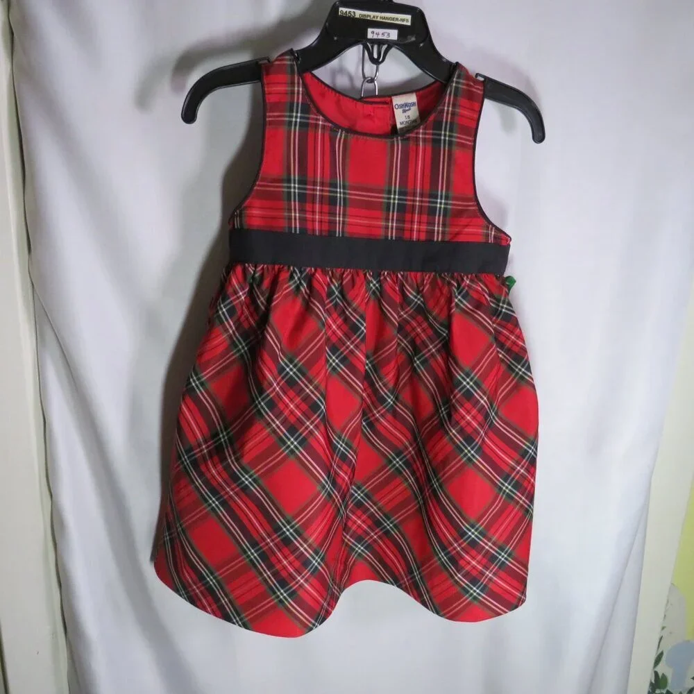 OshKosh B'Gosh Plaid Dress Sleeveless 18mts polyester